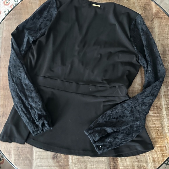 Michael Kors Black Top with Lace Sleeves - Picture 4 of 9